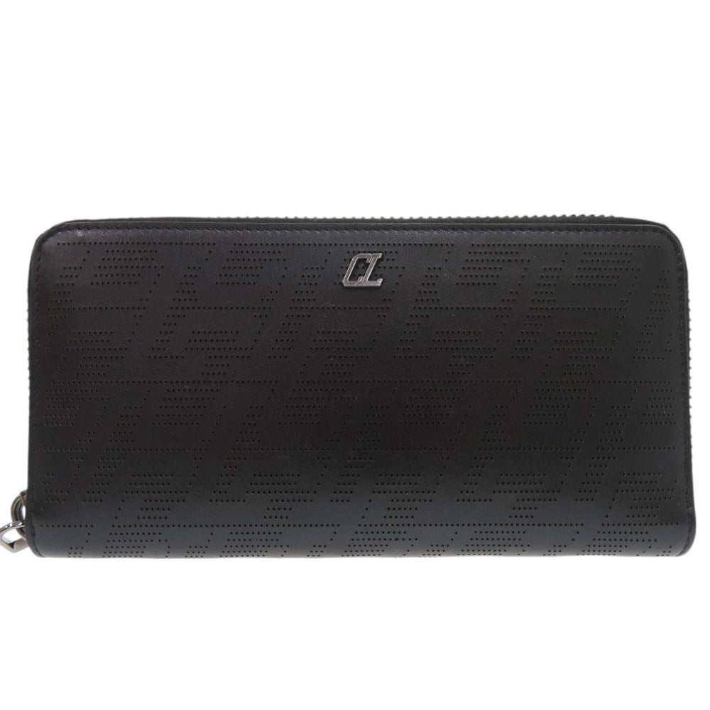 Christian Louboutin Long Wallet Purse 1235147 Leather Black Zip Around Panettone Wallet Women