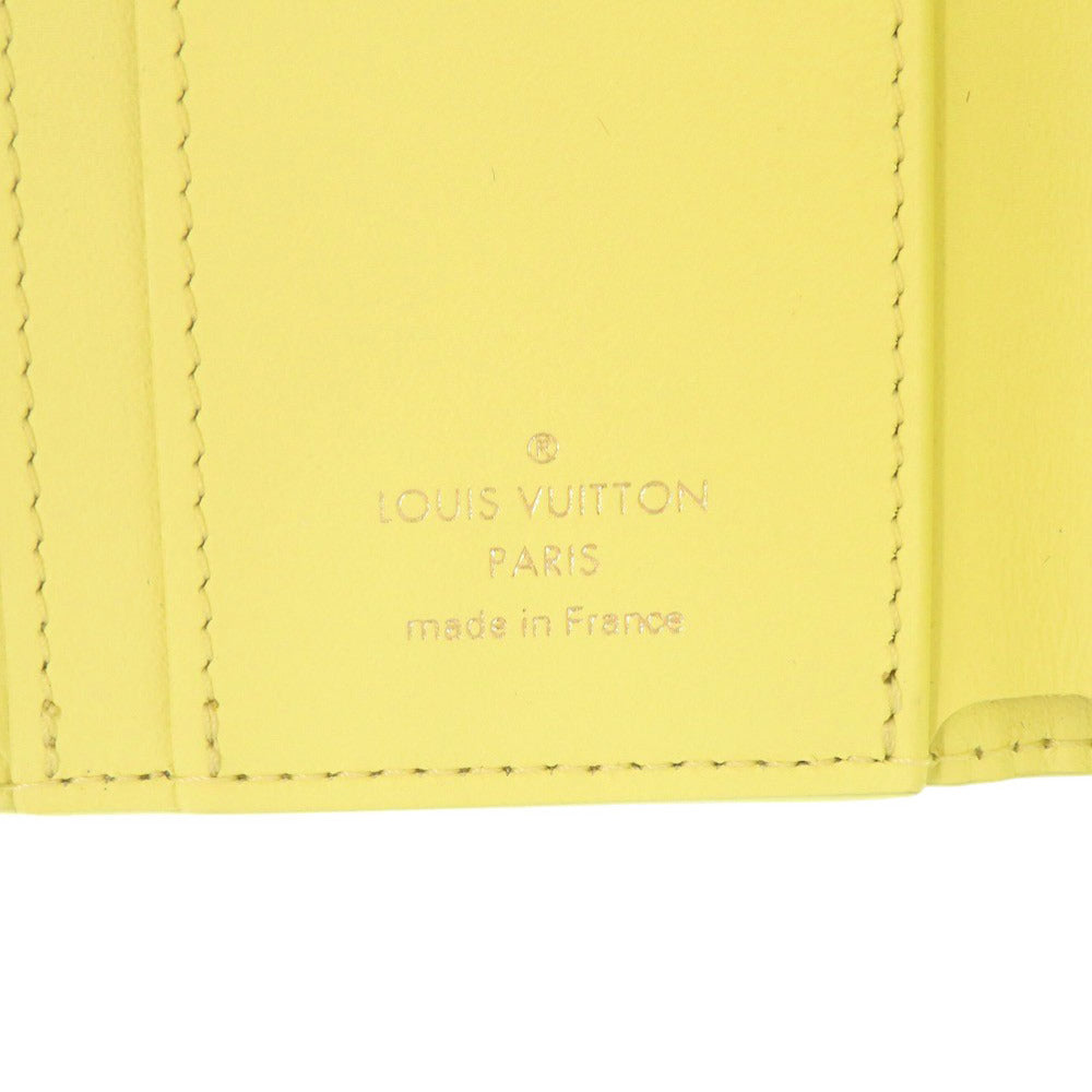 Louis Vuitton Tri-Fold Wallet M83610 Taurillon Clemence Leather Yellow Portefeuille Capsine Xs Women