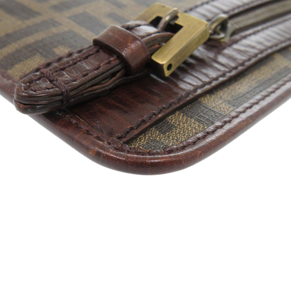 Fendi Shoulder Bag Pvc, Leather Brown Zucca Pattern Vintage Sacoche Women
