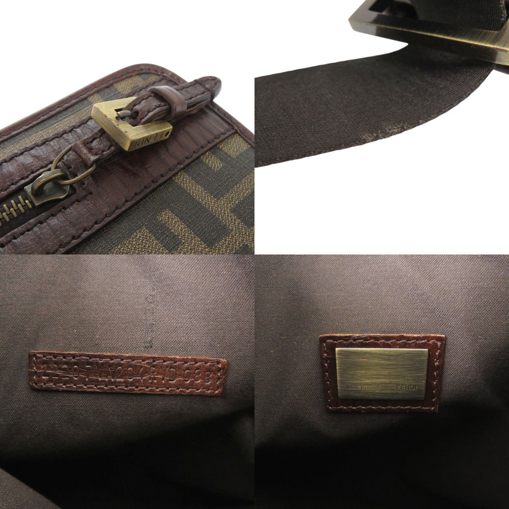 Fendi Shoulder Bag Pvc, Leather Brown Zucca Pattern Vintage Sacoche Women