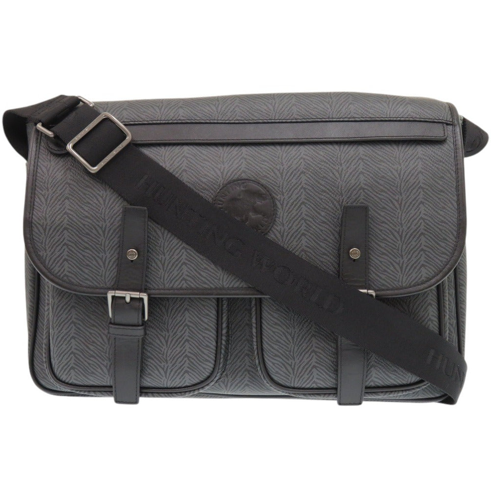 Hunting World Shoulder Bag Leather Black Mens