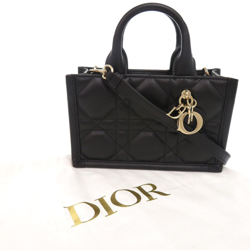 Christian Dior Handbag S5573Owhp Calfskin Black 2Way Mini Macrocannage Book Tote Women