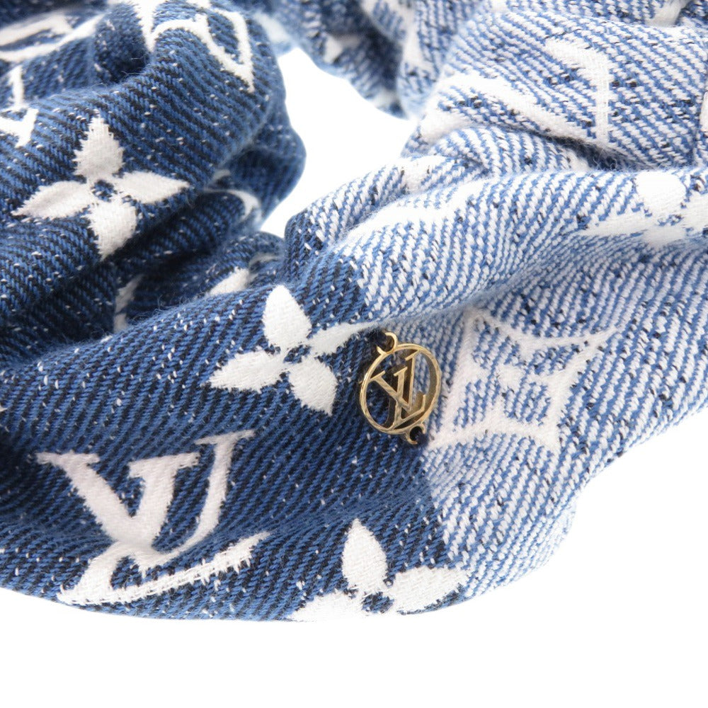 Louis Vuitton Hair Accessory M77439 Cotton Blue Monogram Scrunchie Denim