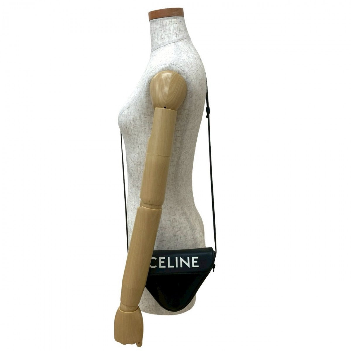 Celine Shoulder Bag Leather Black Triangle