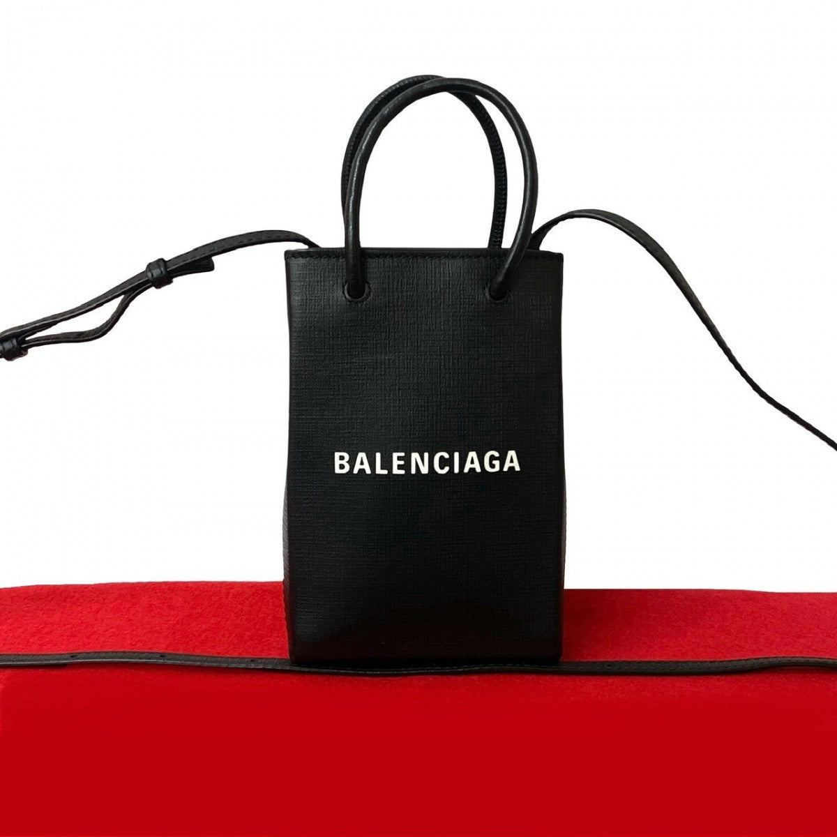 Balenciaga Shoulder Bag Leather Black Shopping Phone Holder
