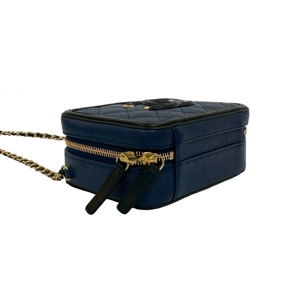 Chanel Shoulder Bag Matt Caviar Skin Navy Matrasse Cc Filigree