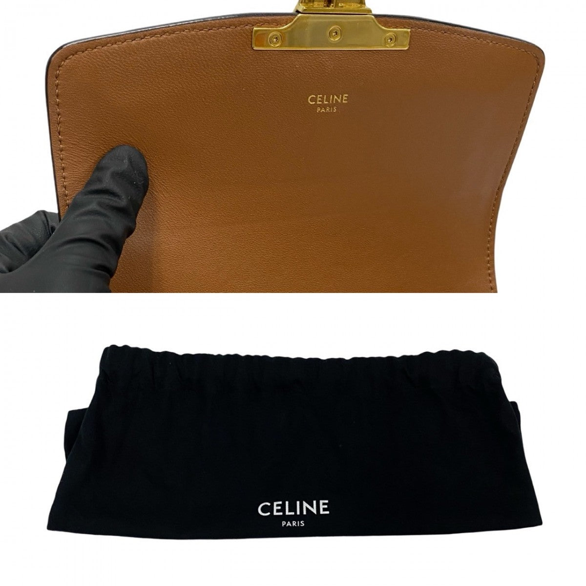 Celine Shoulder Bag Leather, Pvc White Logo Metal Teen Triomphe Women