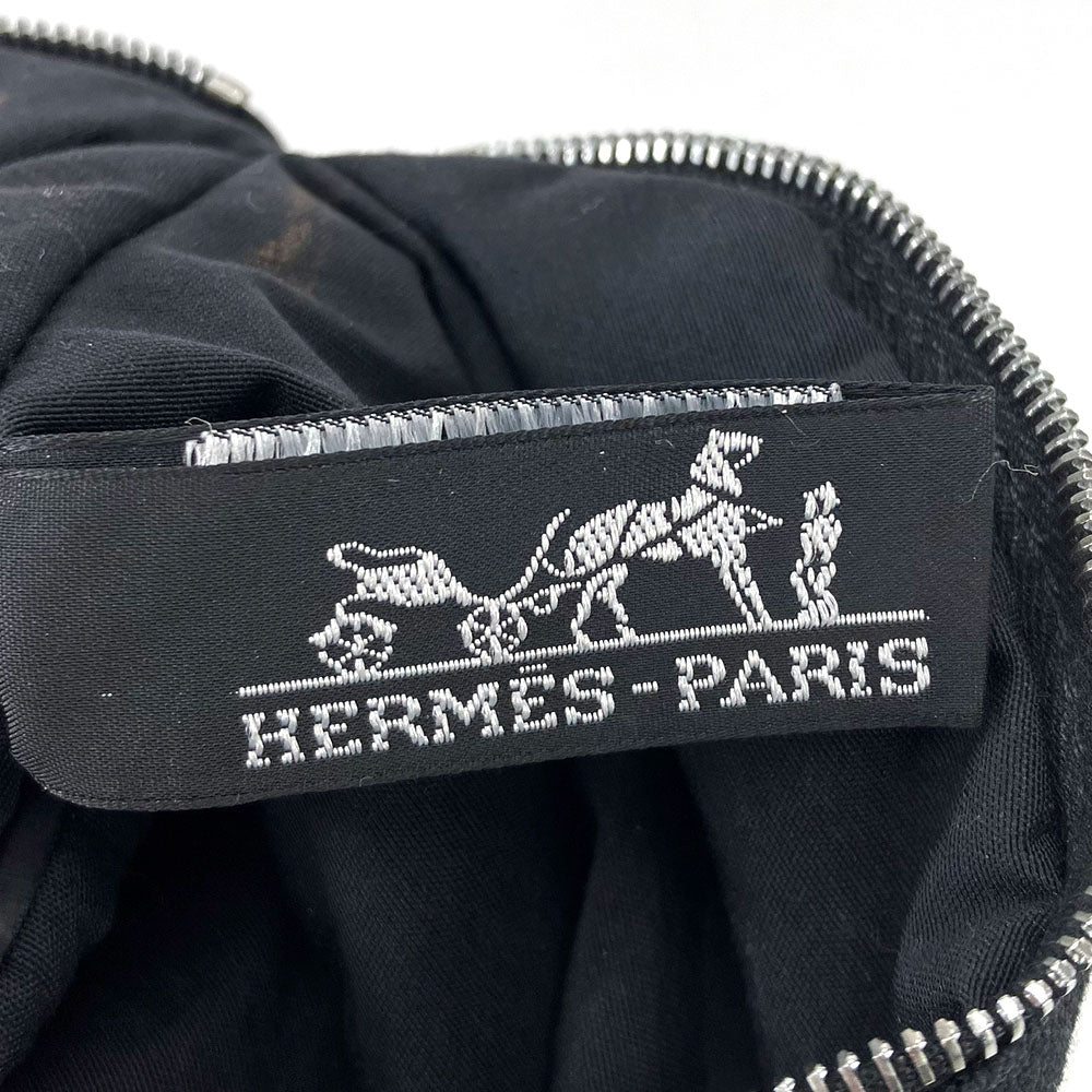 Hermes Pouch Canvas Black Bored Pouch Unisex(Unisex)
