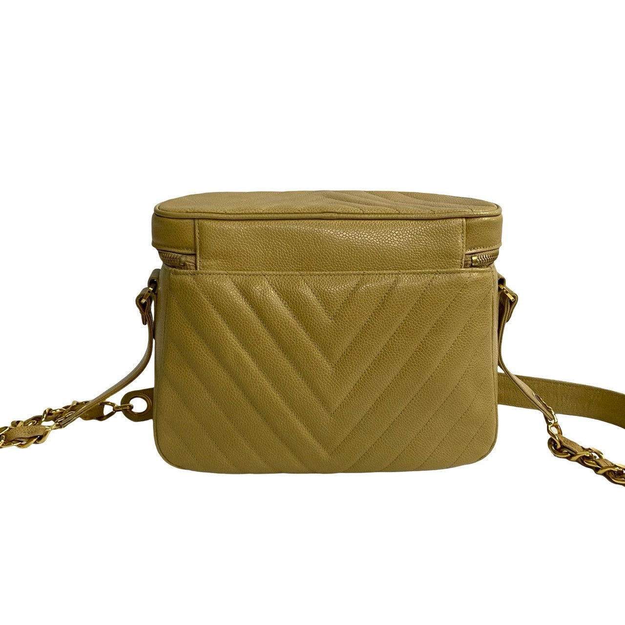 Chanel Shoulder Bag Matt Caviar Skin Beige Coco Mark Vstitch Women