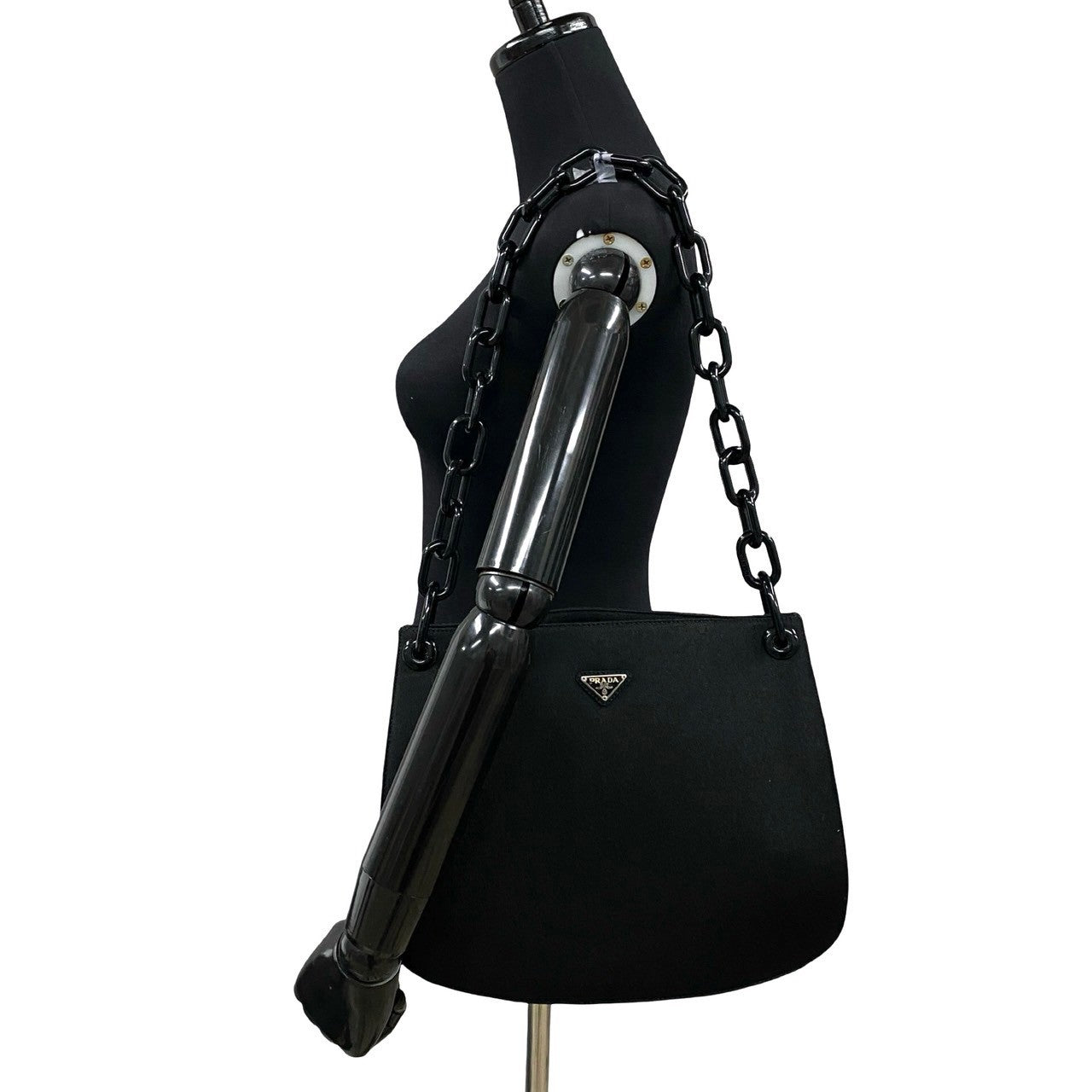 Prada Shoulder Bag Canvas, Plastic Black Prada Triangle Logo Women