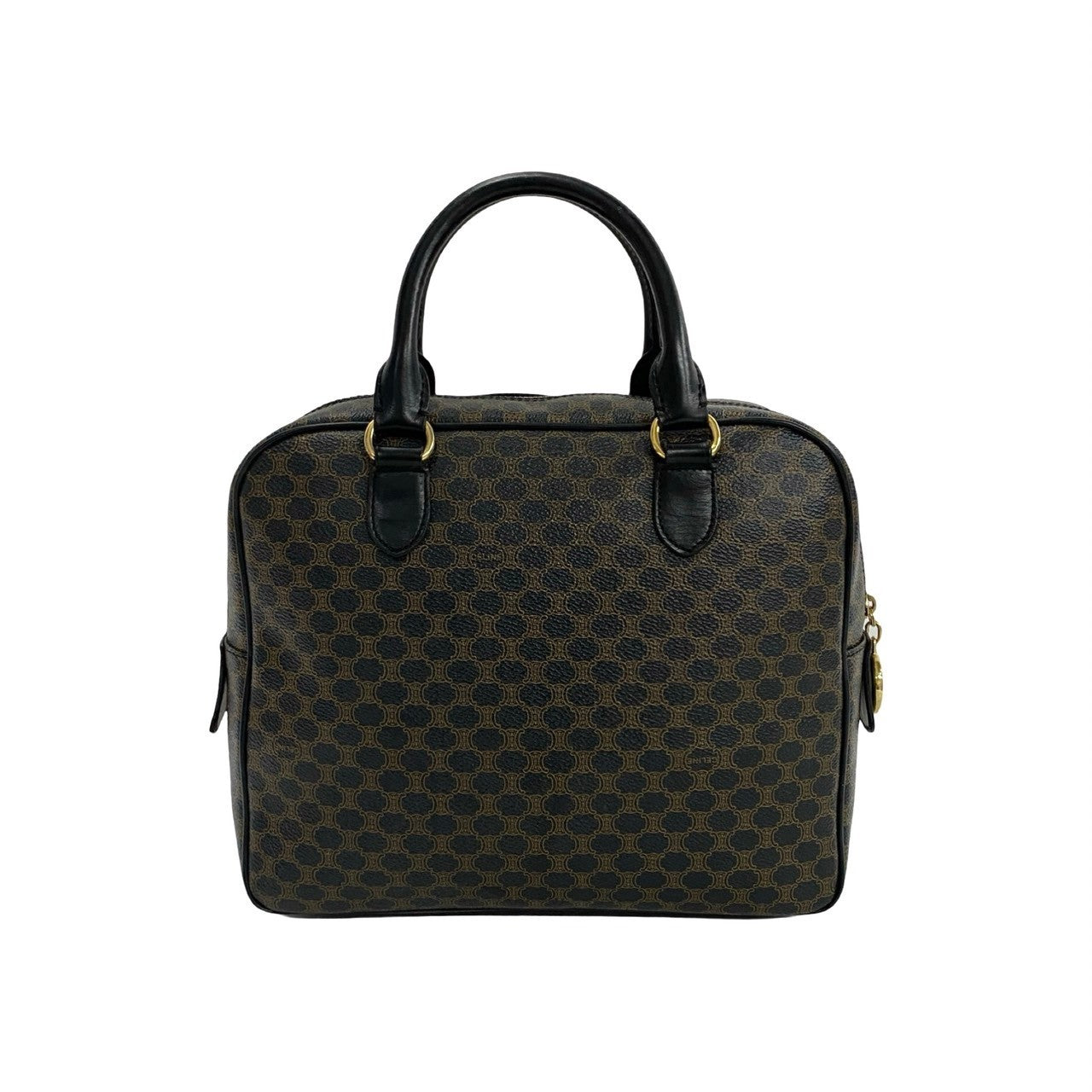 Celine Handbag Leather, Pvc Black Macadam Blason Triomphe Pattern Women