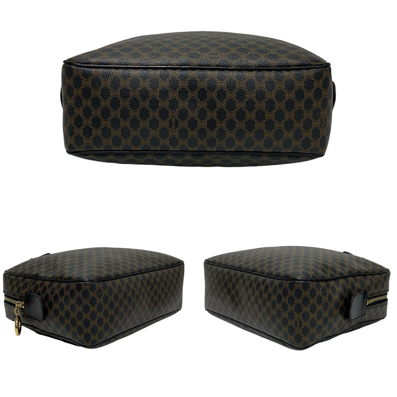 Celine Handbag Leather, Pvc Black Macadam Blason Triomphe Pattern Women