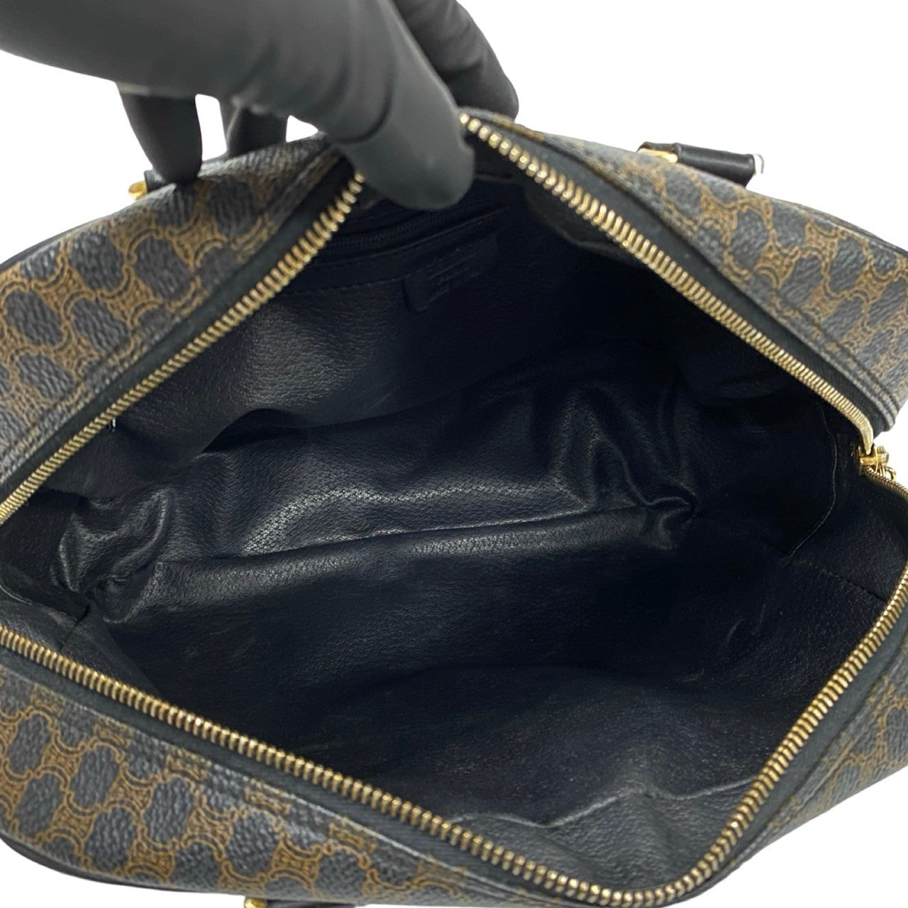 Celine Handbag Leather, Pvc Black Macadam Blason Triomphe Pattern Women