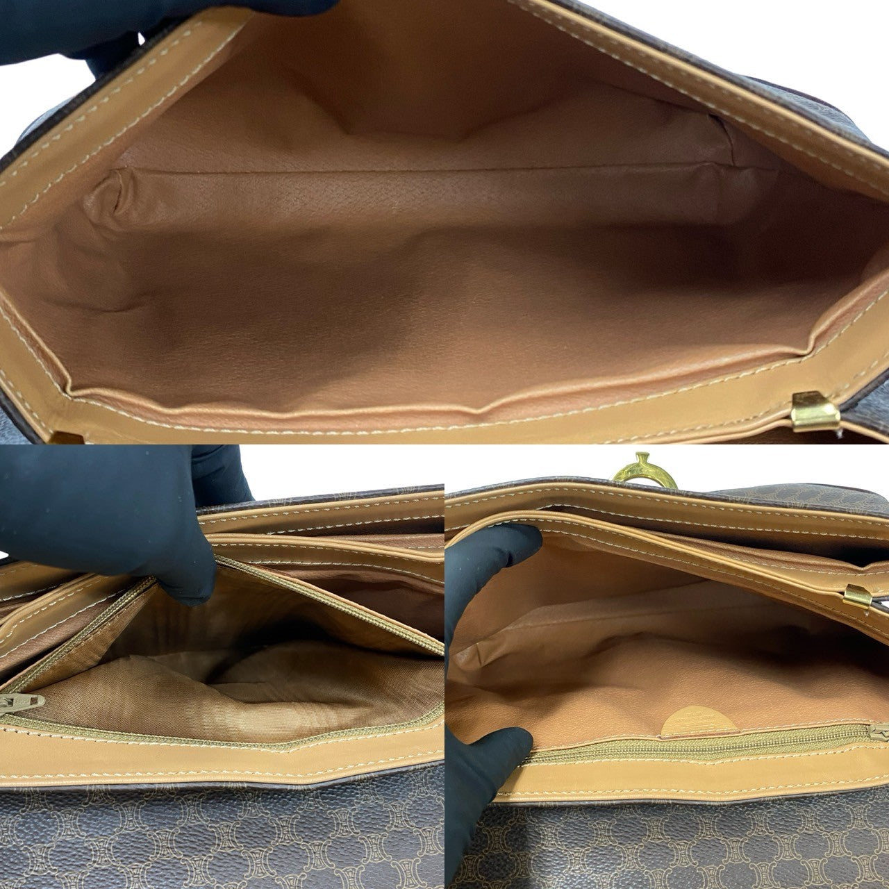 Celine Handbag Leather, Pvc Brown Macadam Brazon Women