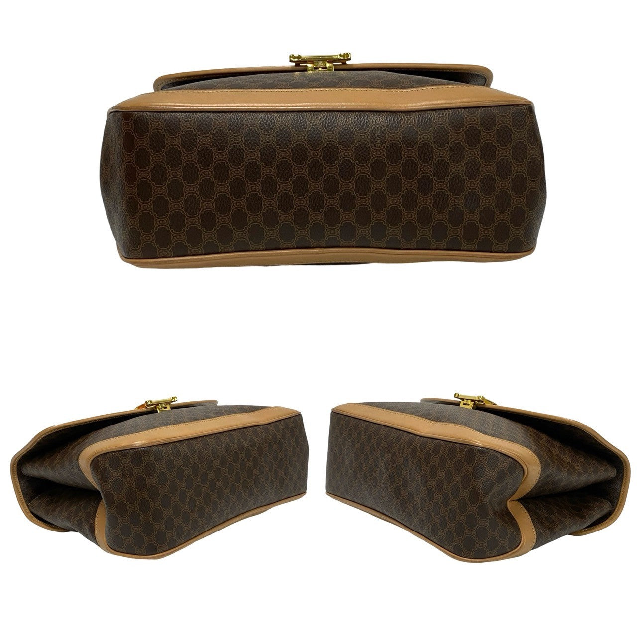 Celine Handbag Leather, Pvc Brown Macadam Brazon Women