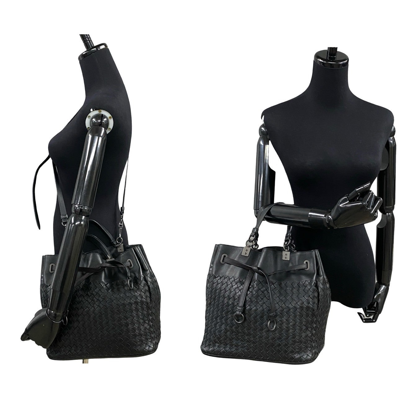 Bottegaveneta Shoulder Bag Leather Black Intrecciato Women