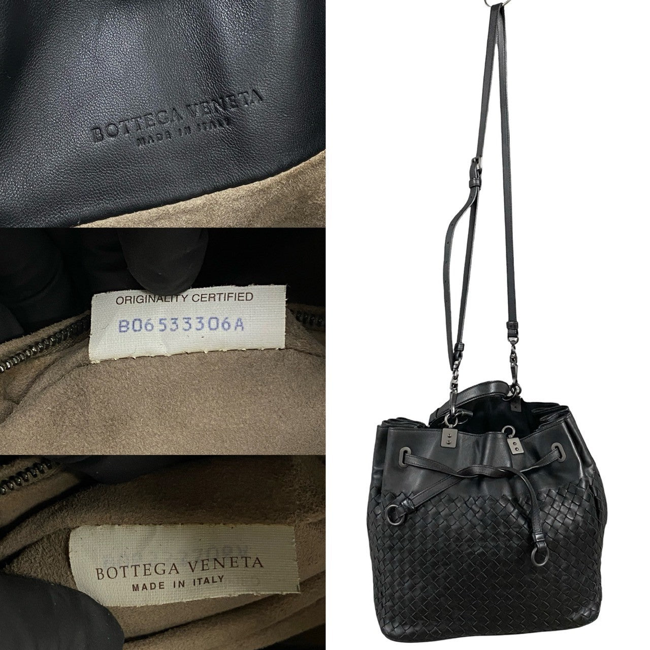 Bottegaveneta Shoulder Bag Leather Black Intrecciato Women