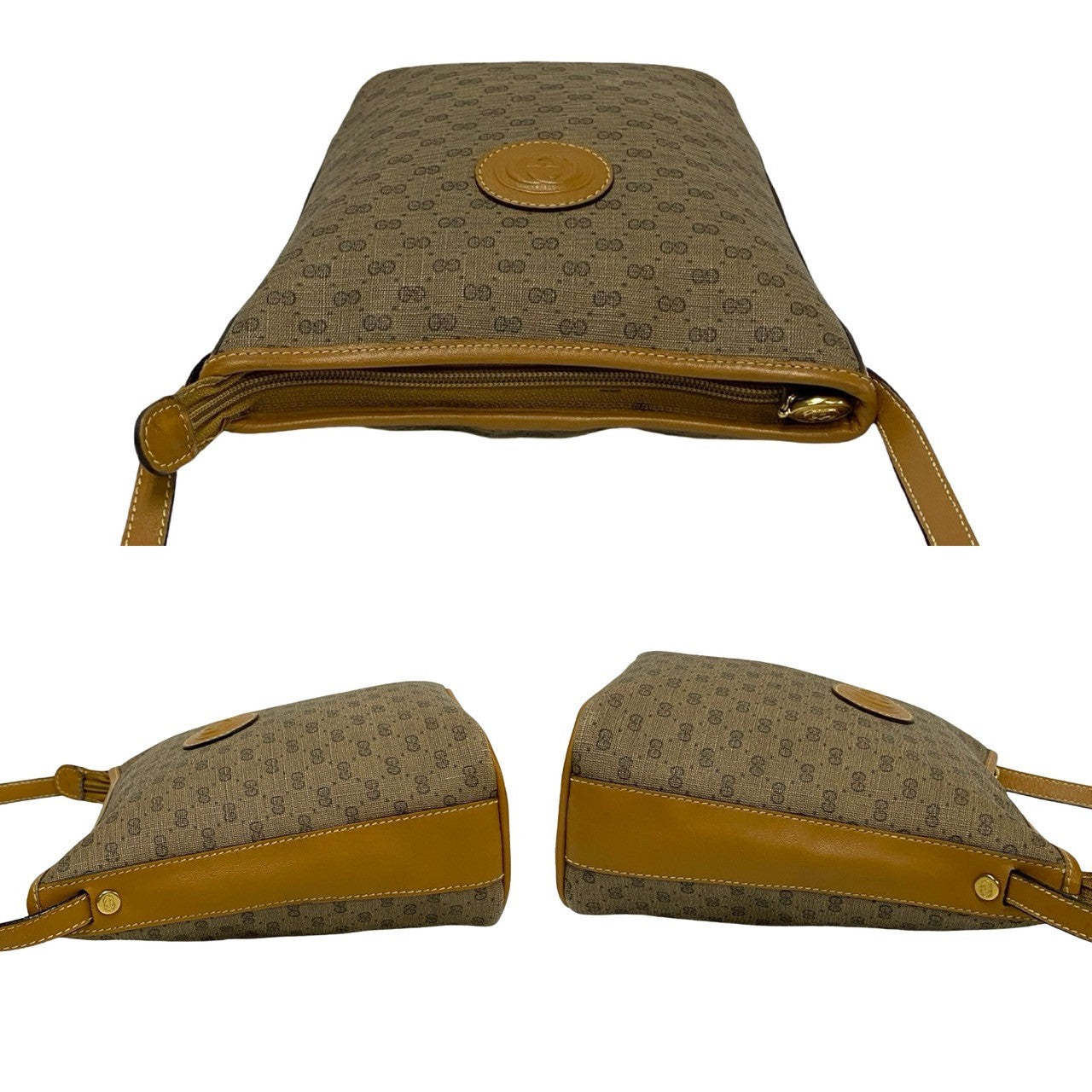 Gucci Shoulder Bag Leather, Pvc Brown Micro Gg Logo Women