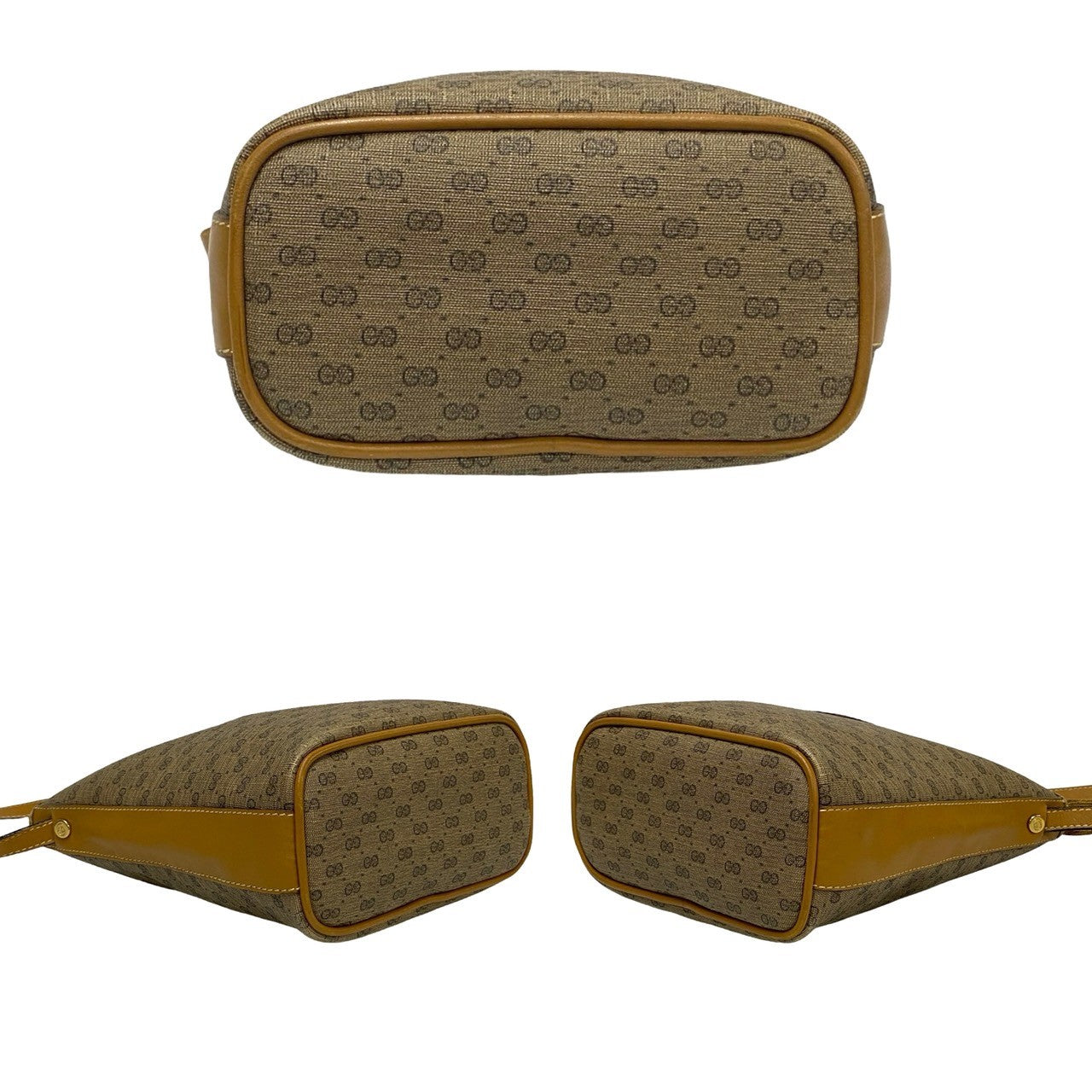 Gucci Shoulder Bag Leather, Pvc Brown Micro Gg Logo Women