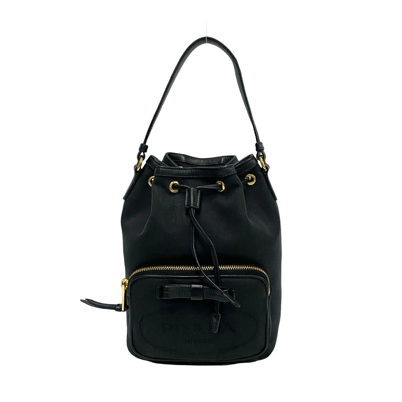 Prada Shoulder Bag Leather, Canvas Black Logo Duet Women
