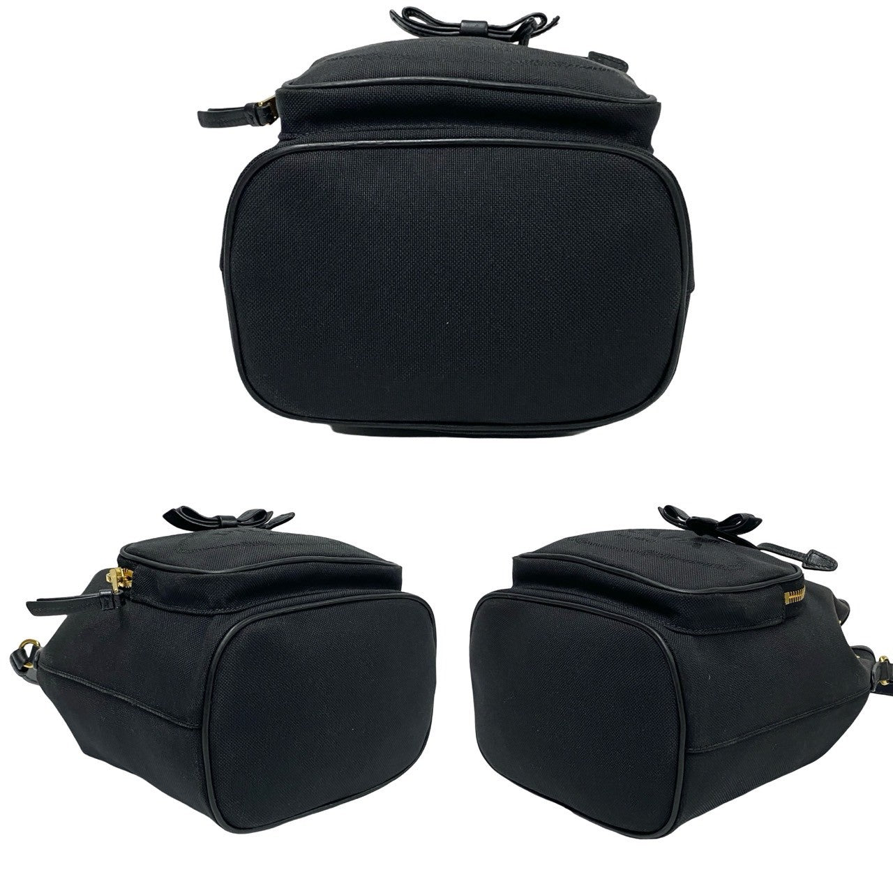 Prada Shoulder Bag Leather, Canvas Black Logo Duet Women