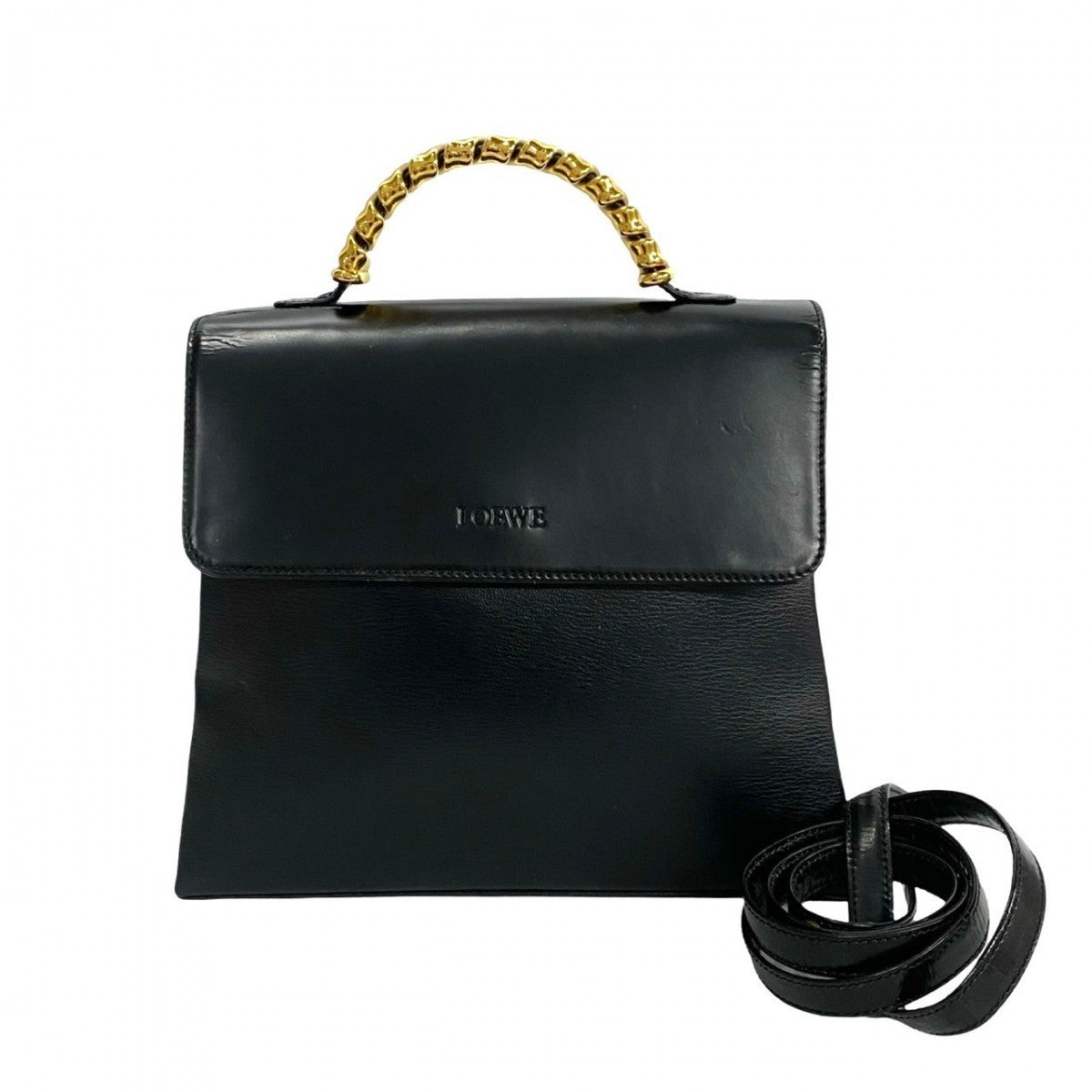 Loewe Shoulder Bag Leather Black Twist Handle Velazquez Women