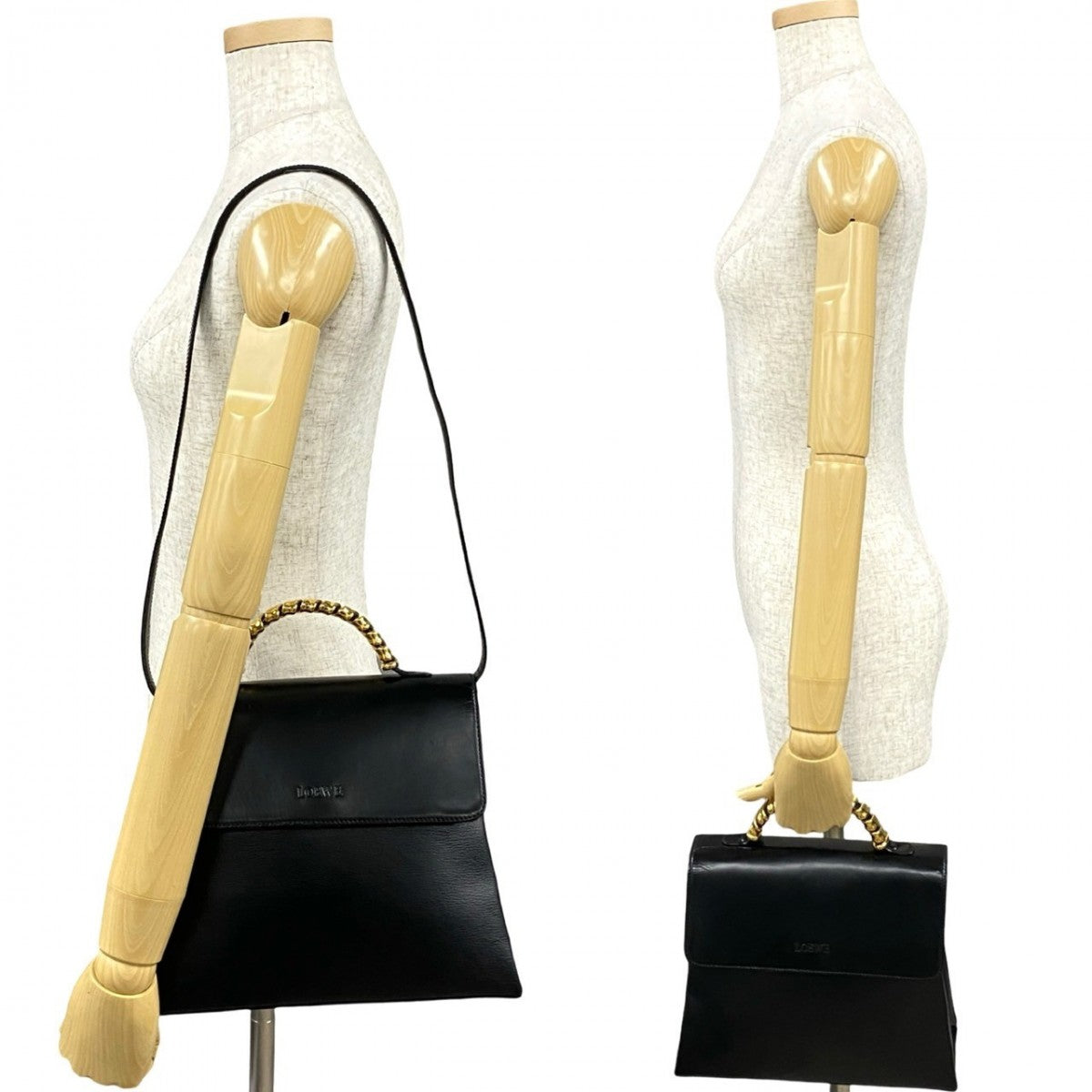 Loewe Shoulder Bag Leather Black Twist Handle Velazquez Women