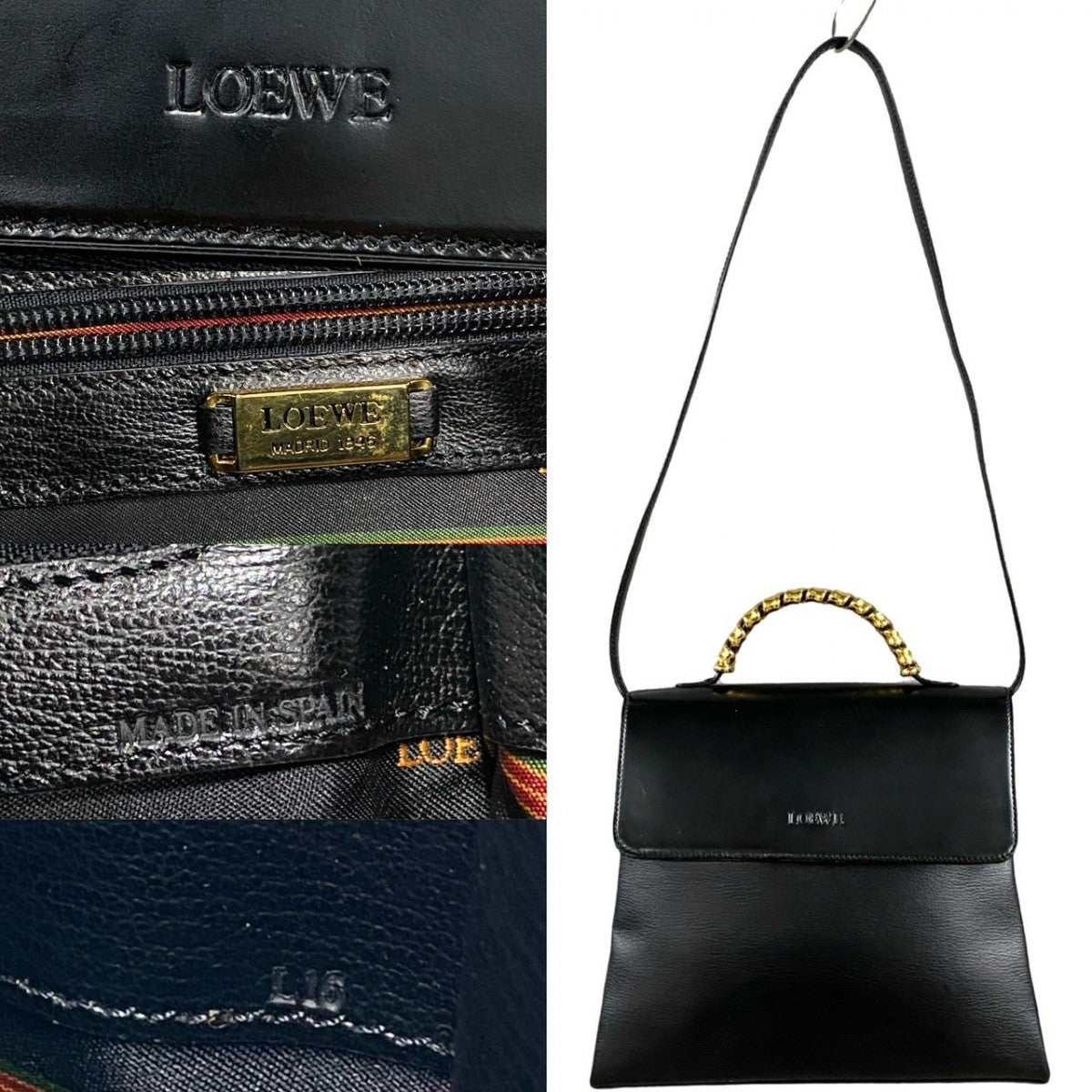 Loewe Shoulder Bag Leather Black Twist Handle Velazquez Women