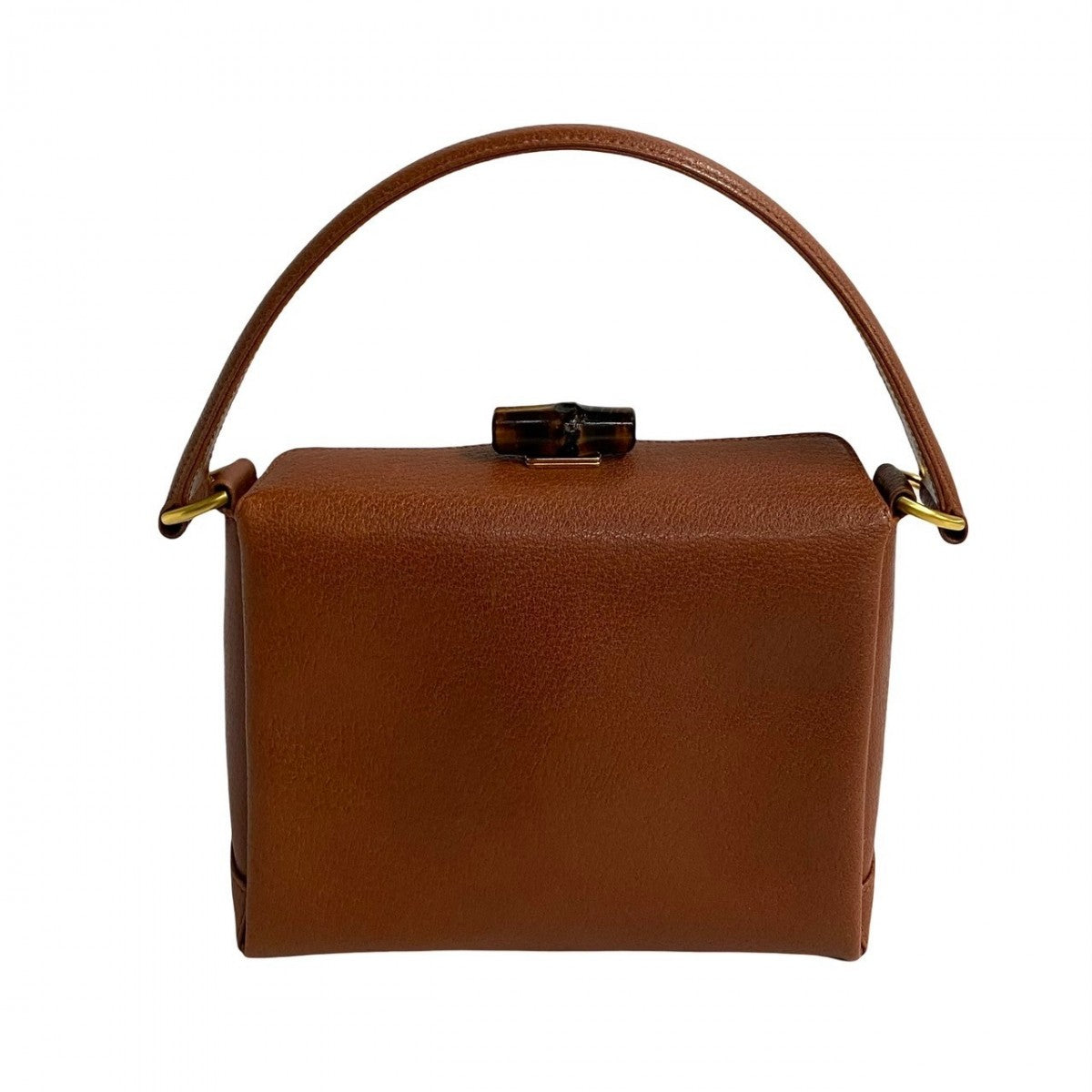 Gucci Handbag Leather Brown Turn Lock Bamboo Women