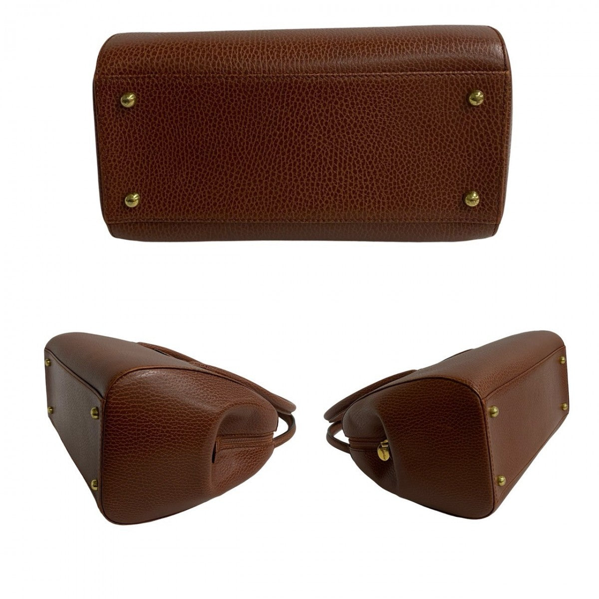 Gucci Handbag Leather Brown Turn Lock Bamboo Women