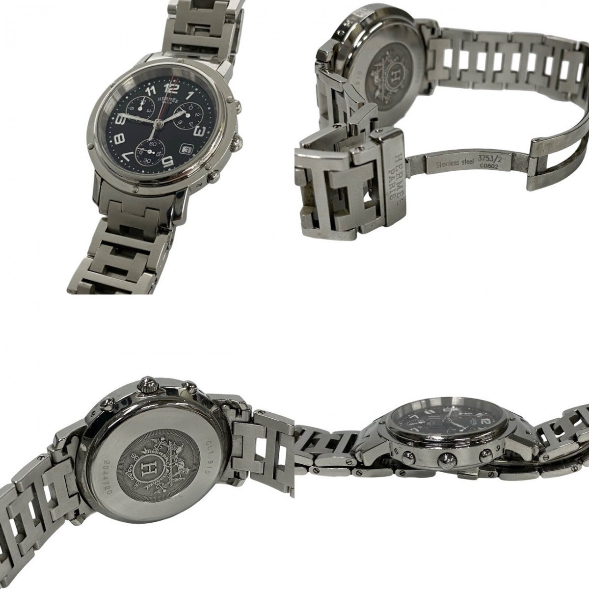 Hermes Watches Stainless Steel Silver Clipper Mens