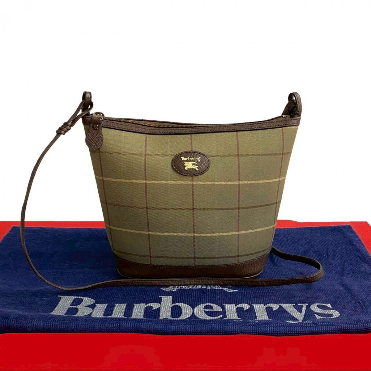 Burberry Shoulder Bag Leather, Canvas Khaki Shadow Horse Logo Nova Check Women