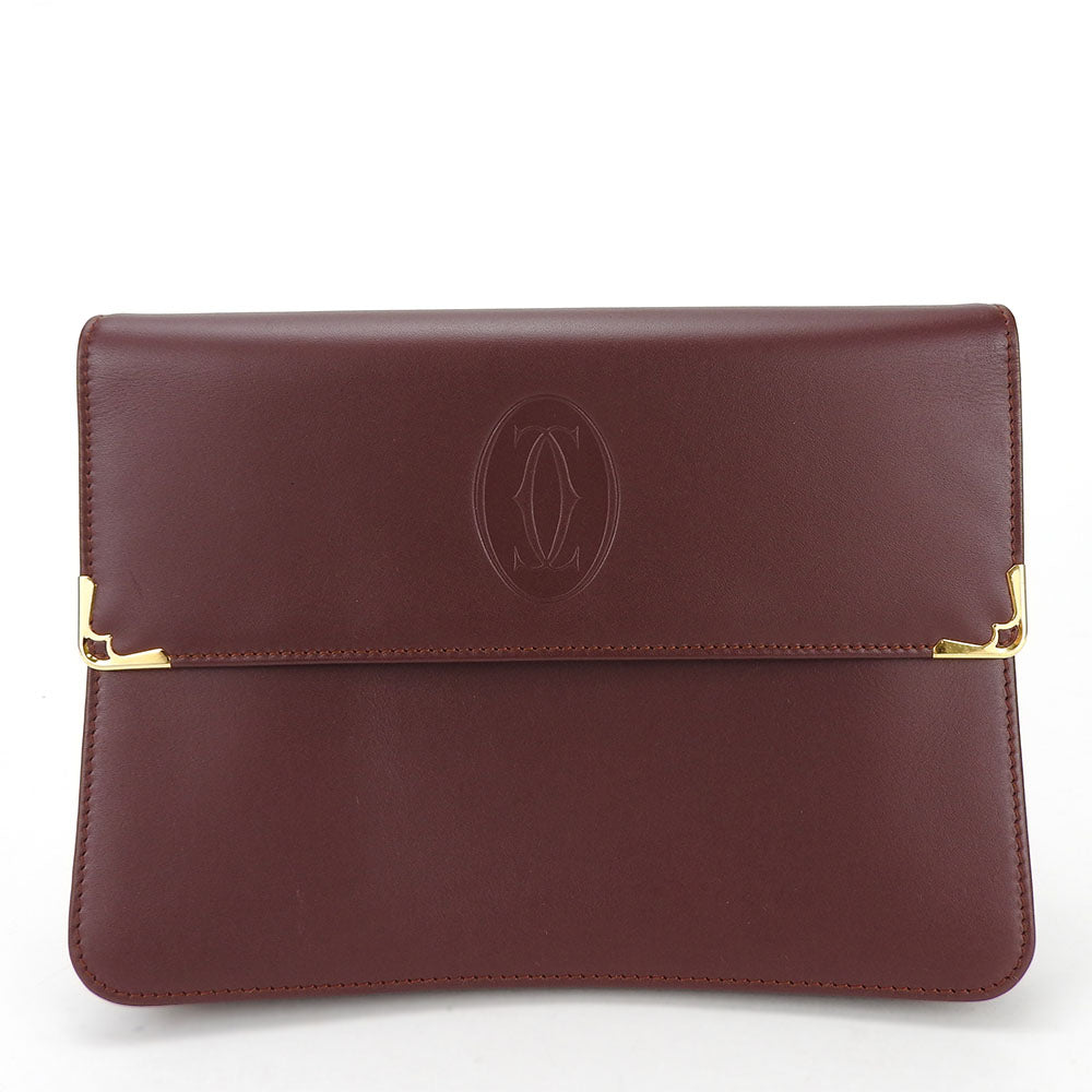 Cartier Business Bag Leather Wine-Red Must Line Unisex(Unisex)
