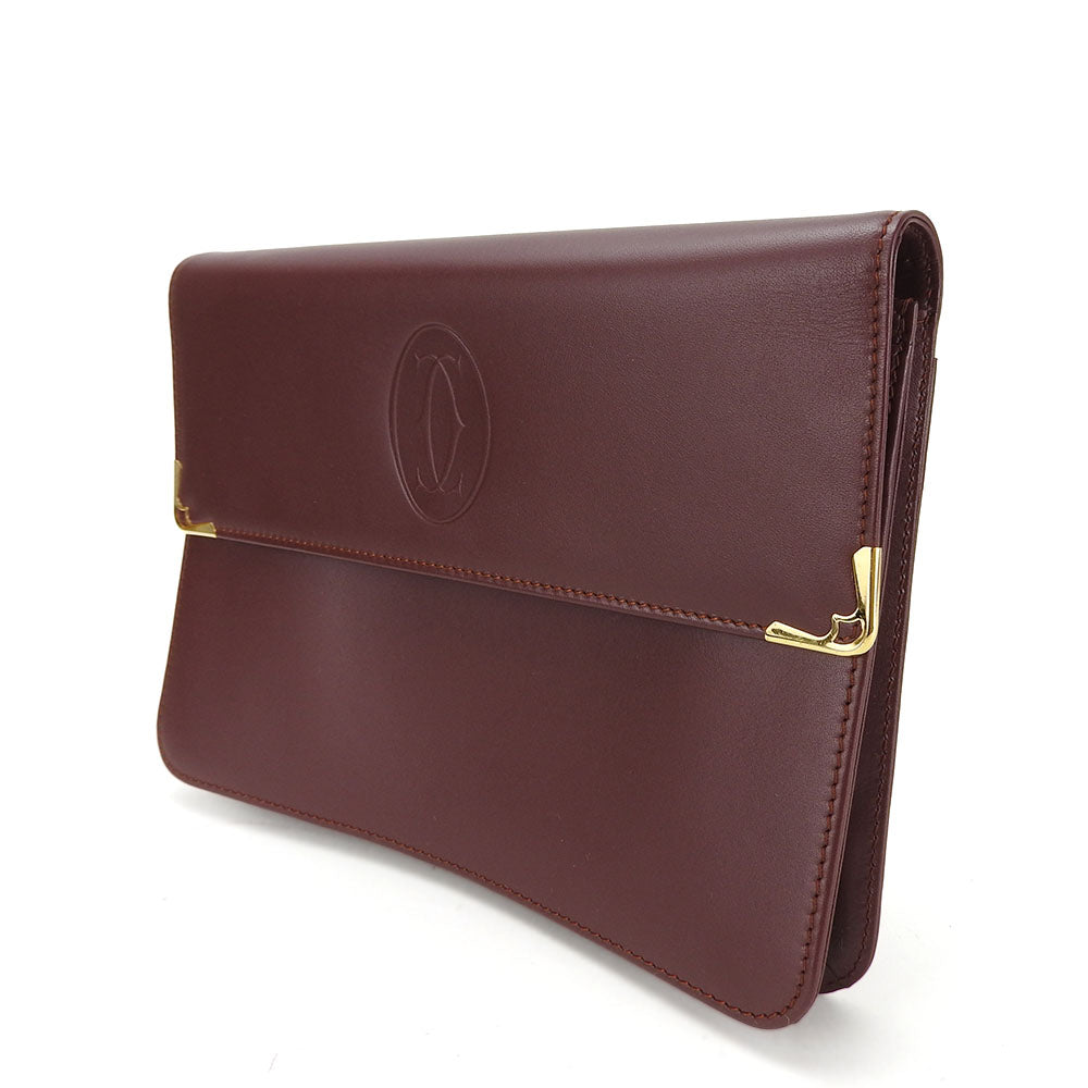 Cartier Business Bag Leather Wine-Red Must Line Unisex(Unisex)