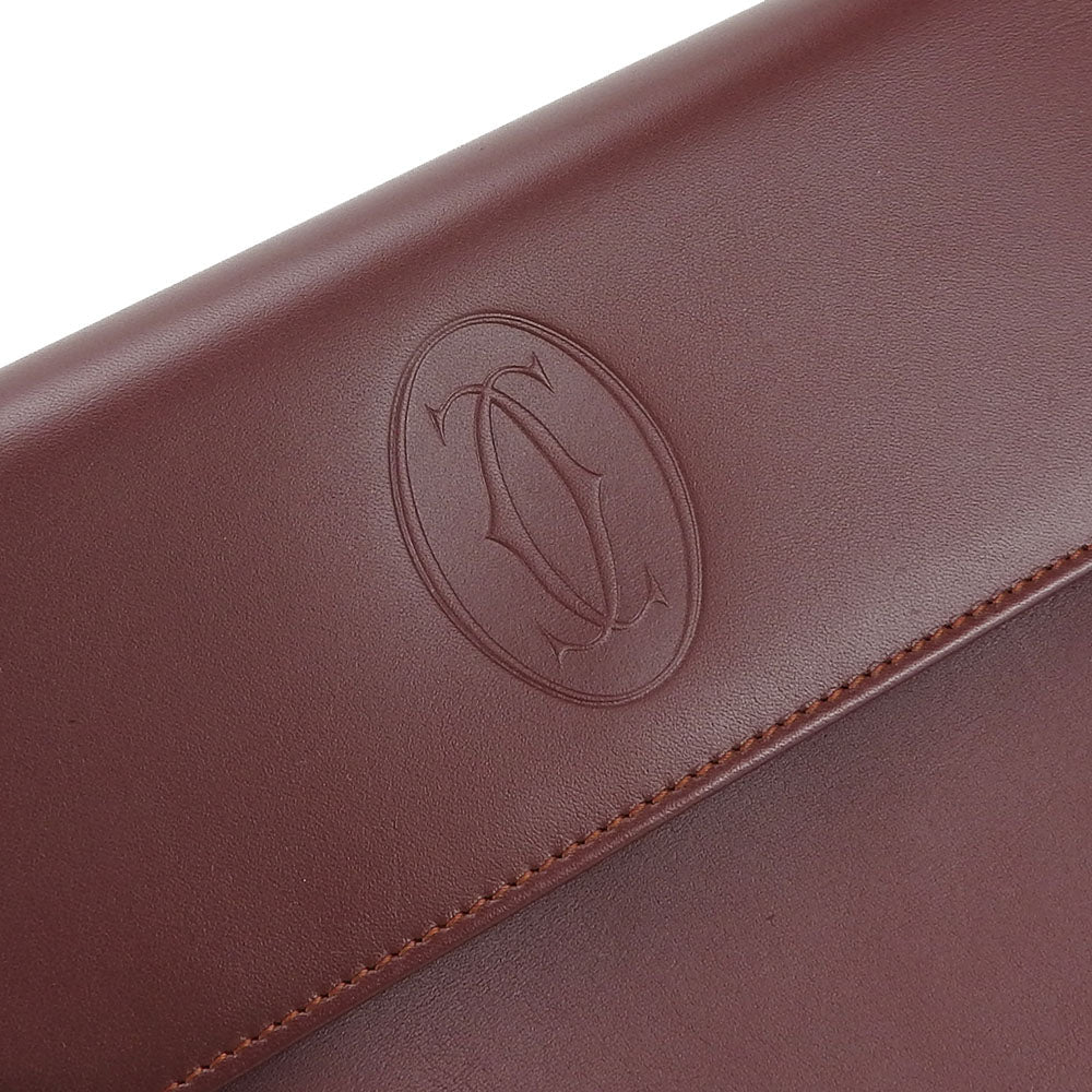 Cartier Business Bag Leather Wine-Red Must Line Unisex(Unisex)