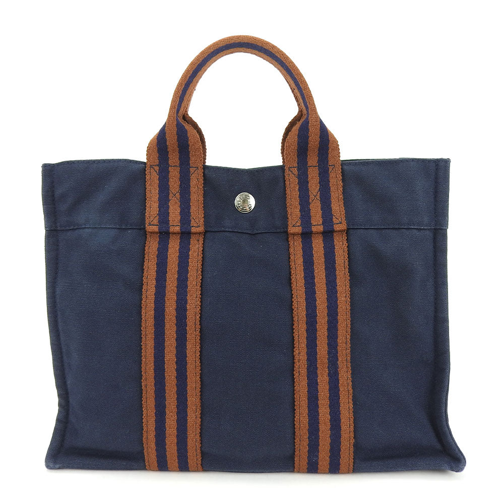 Hermes Tote Bag Canvas Navy Fool Toepm Unisex(Unisex)