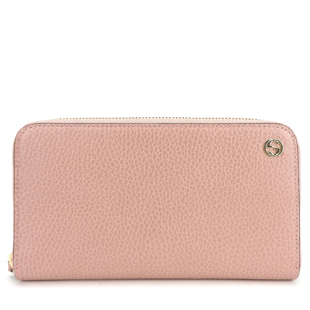 Gucci Long Wallet Purse 449347 Leather Pink Interlocking Women