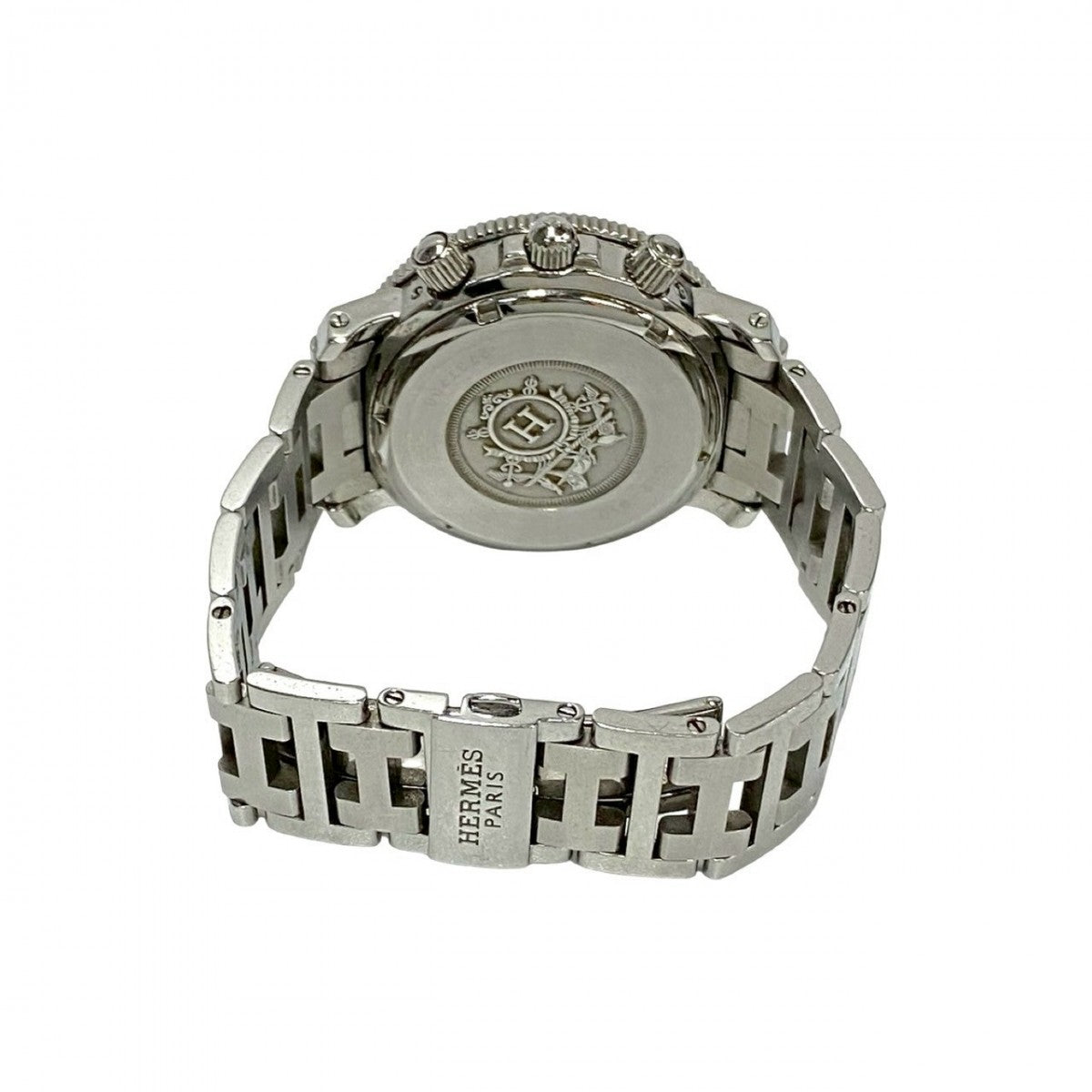Hermes Watches Stainless Steel Silver Quartz Clipper Date Women