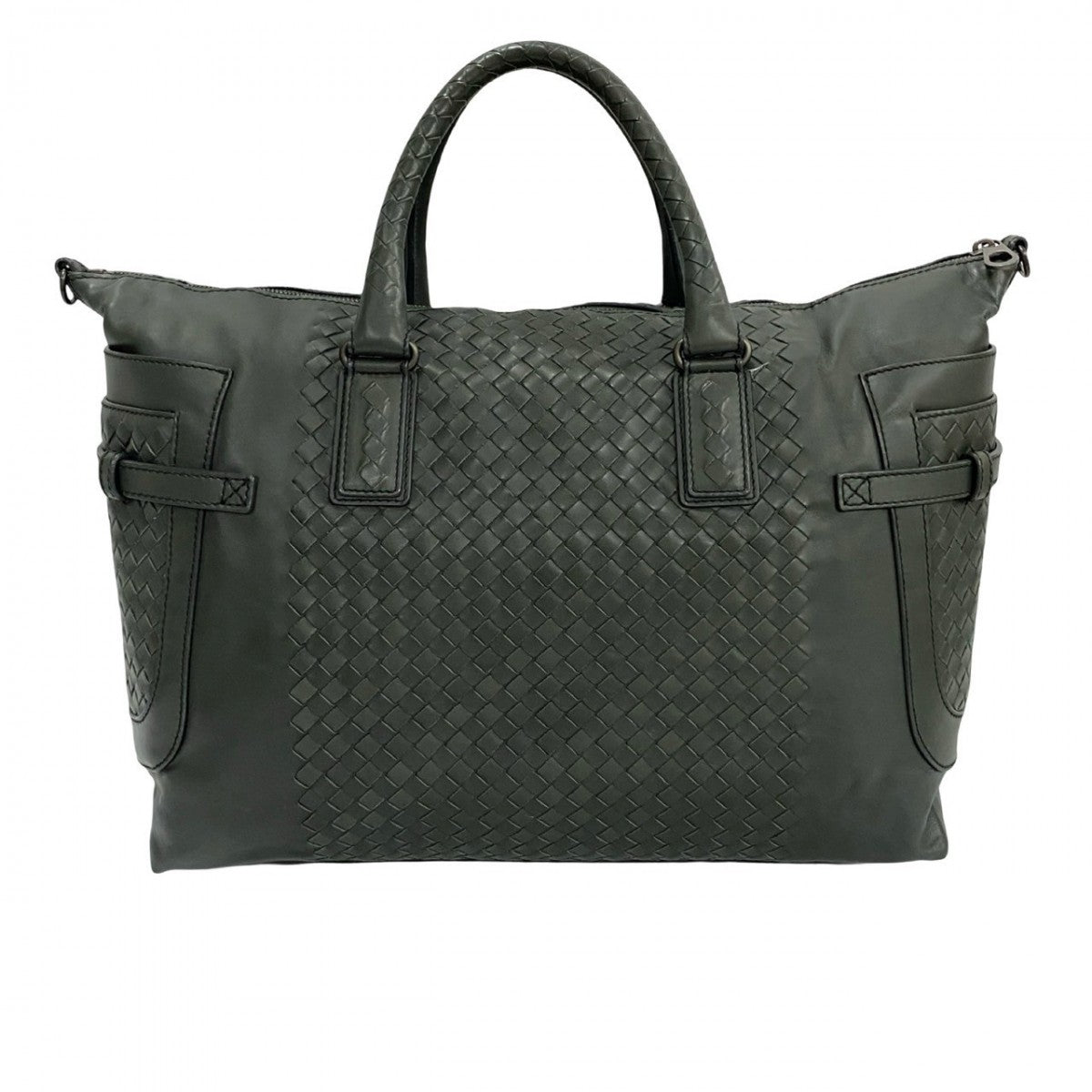 Bottegaveneta Shoulder Bag Leather Gray Intrecciato Mens