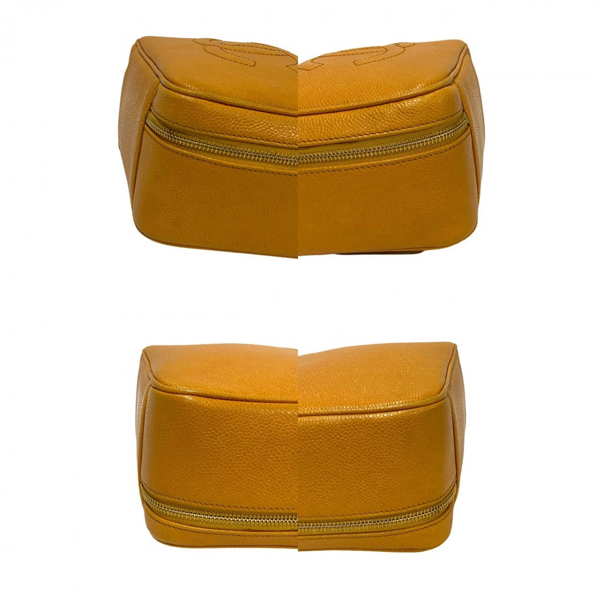 Chanel Shoulder Bag Matt Caviar Skin Yellow Coco Mark Women