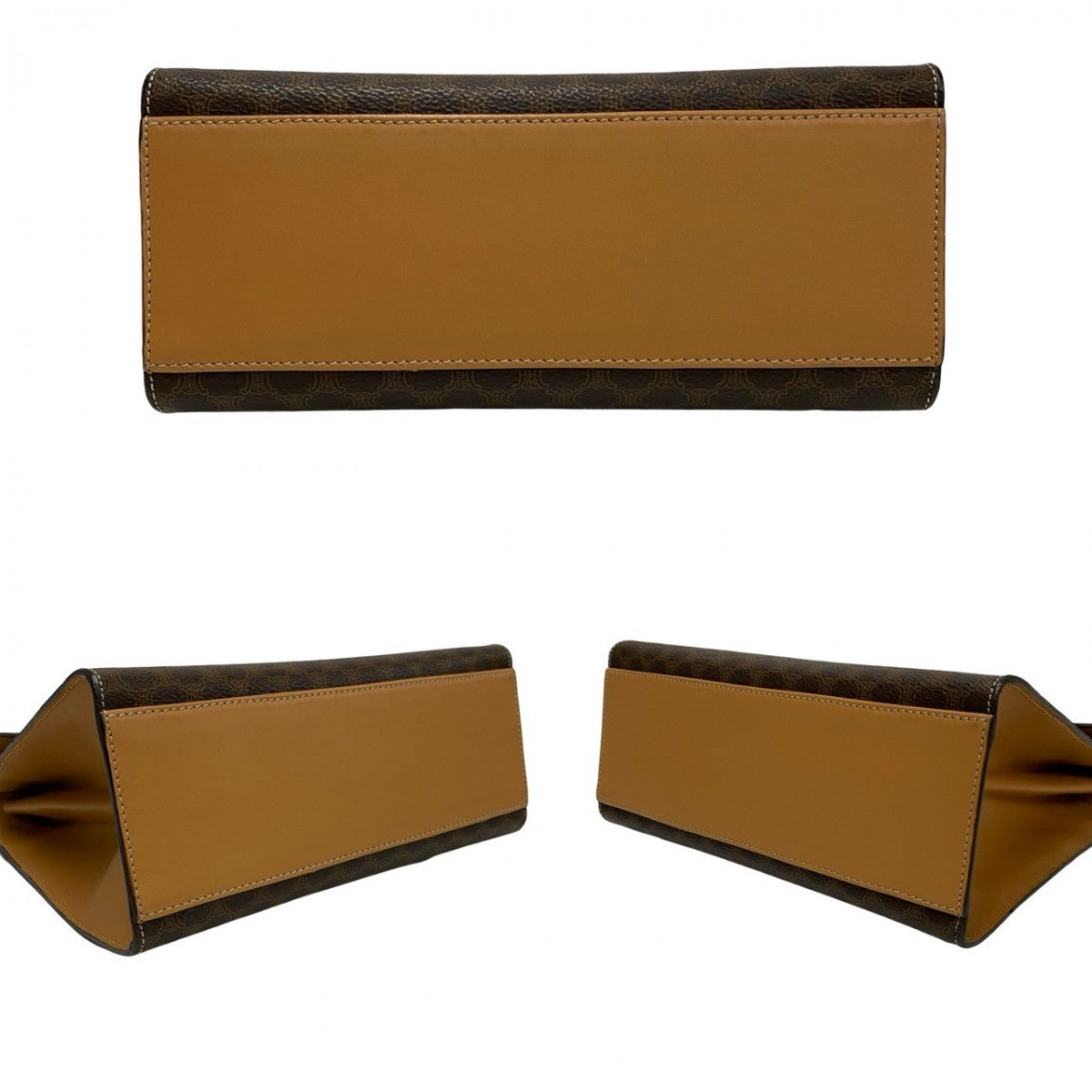 Celine Shoulder Bag Leather, Pvc Brown Macadam Blason Pattern Logo Ring Metal Women