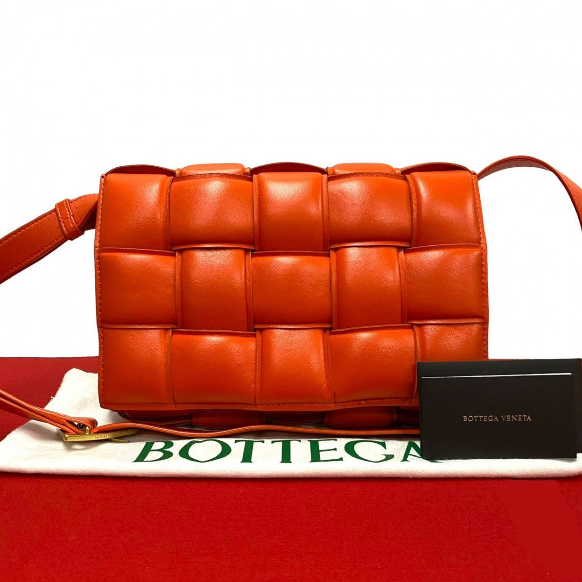 Bottegaveneta Shoulder Bag Leather Orange Padded Cassette Women
