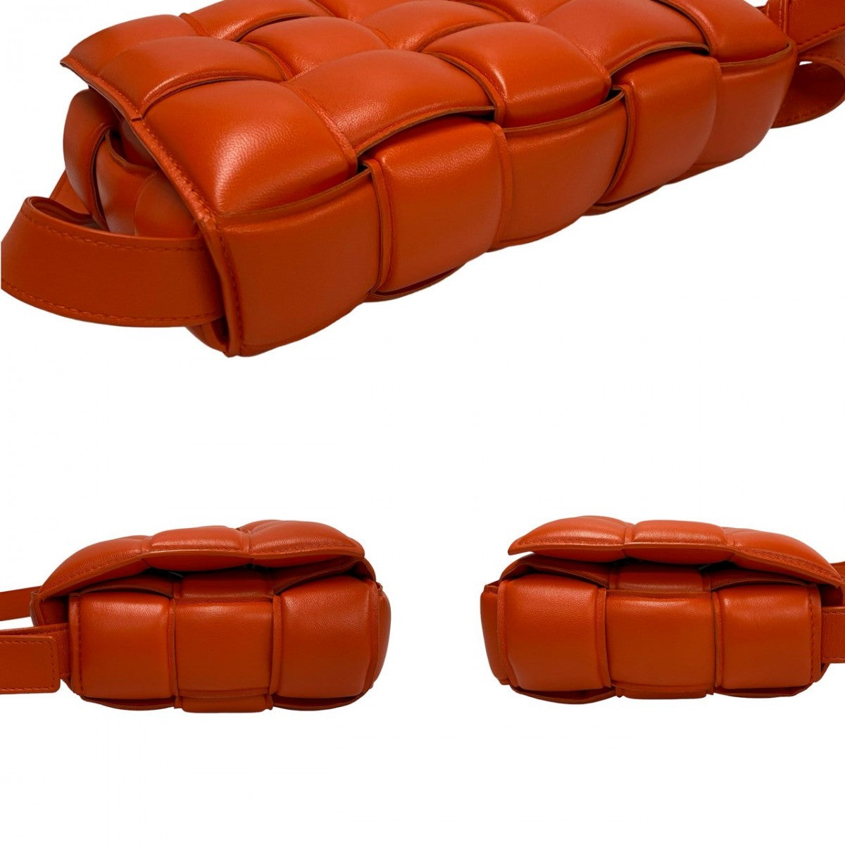 Bottegaveneta Shoulder Bag Leather Orange Padded Cassette Women