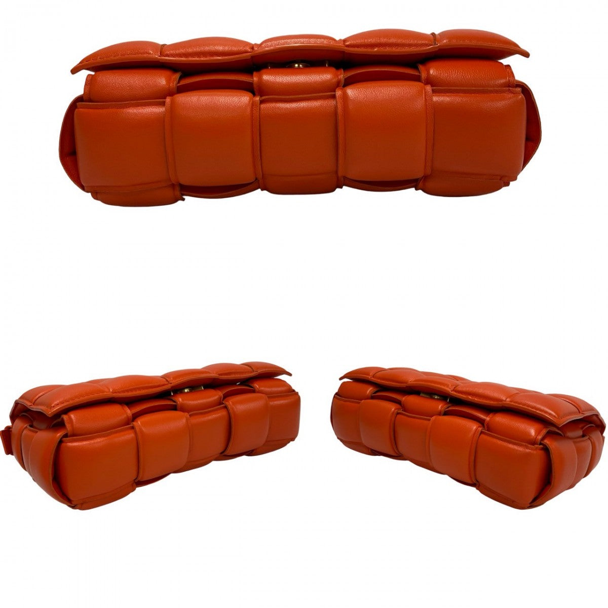 Bottegaveneta Shoulder Bag Leather Orange Padded Cassette Women