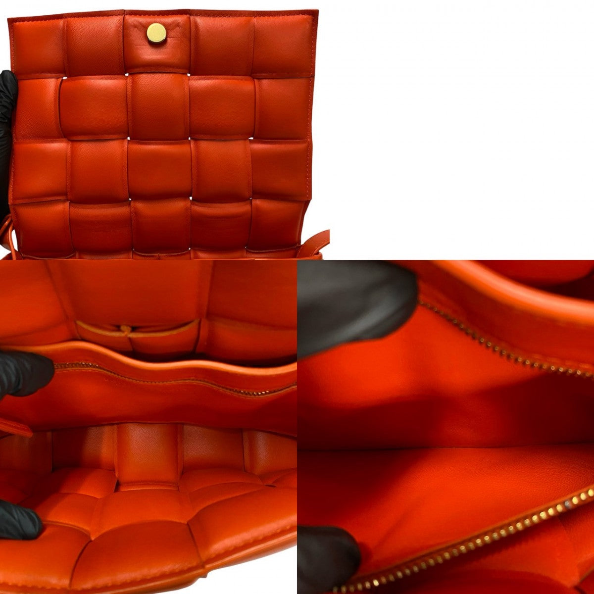 Bottegaveneta Shoulder Bag Leather Orange Padded Cassette Women