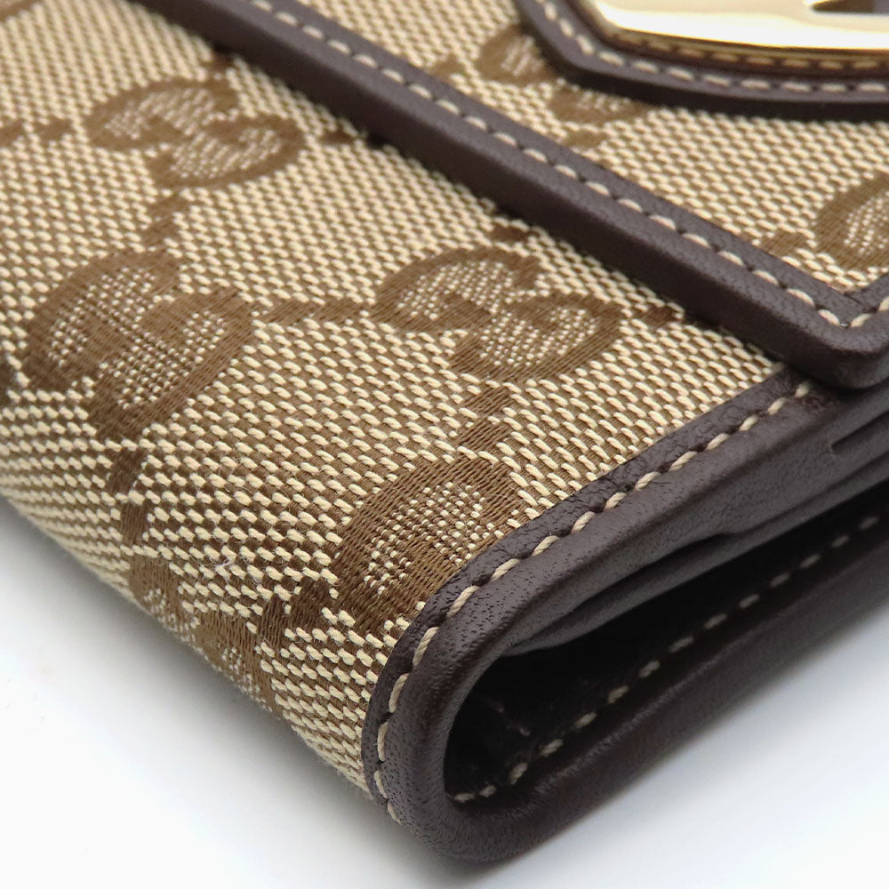Gucci Long Wallet Purse 245723 Gg Canvas, Leather Brown Women