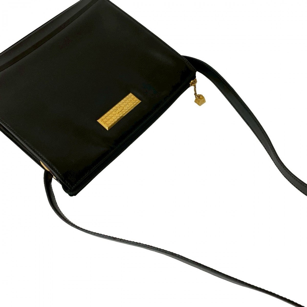 Dior Shoulder Bag Leather Black Cd Logo Metal Women