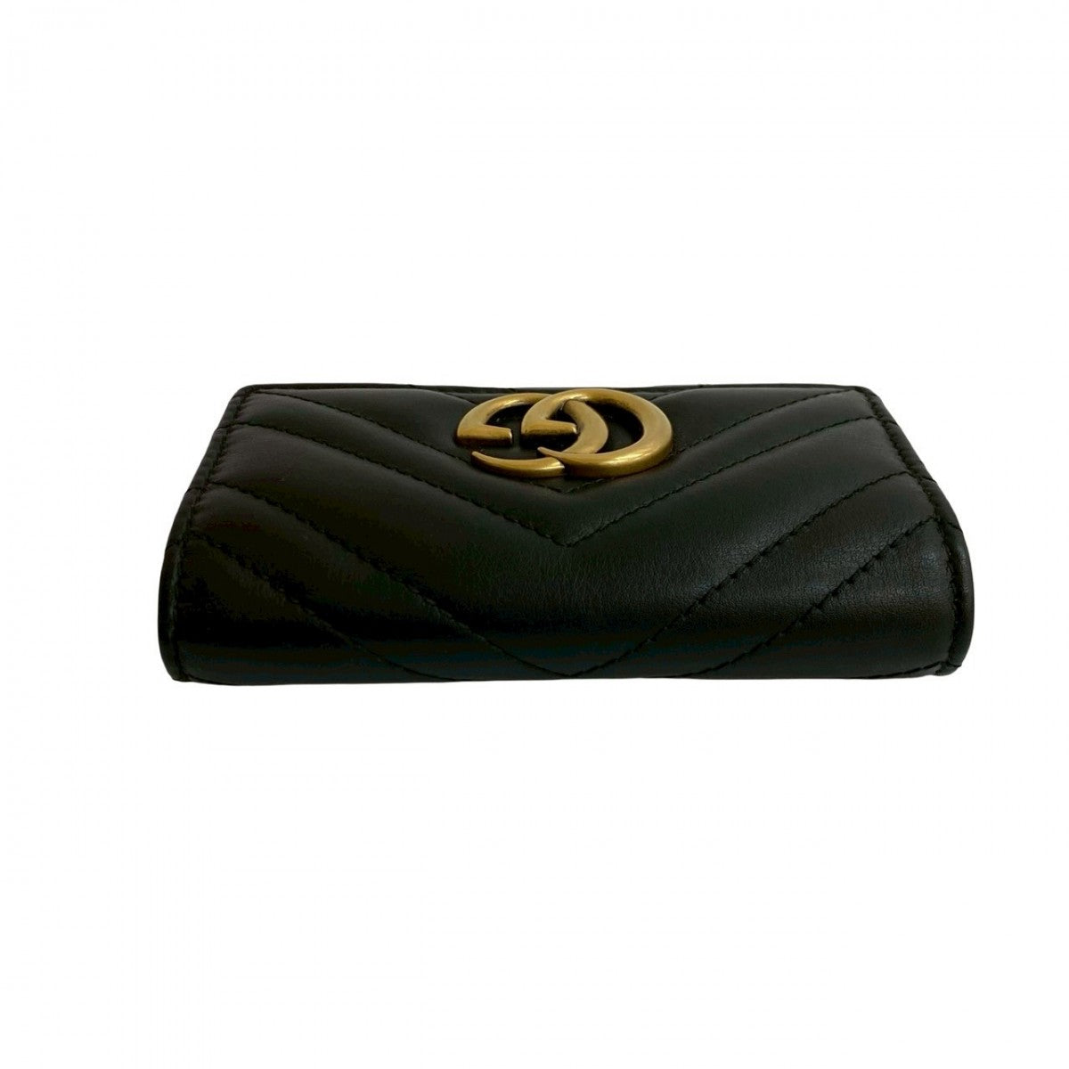 Gucci Tri-Fold Wallet Leather Black Gg Marmont Women
