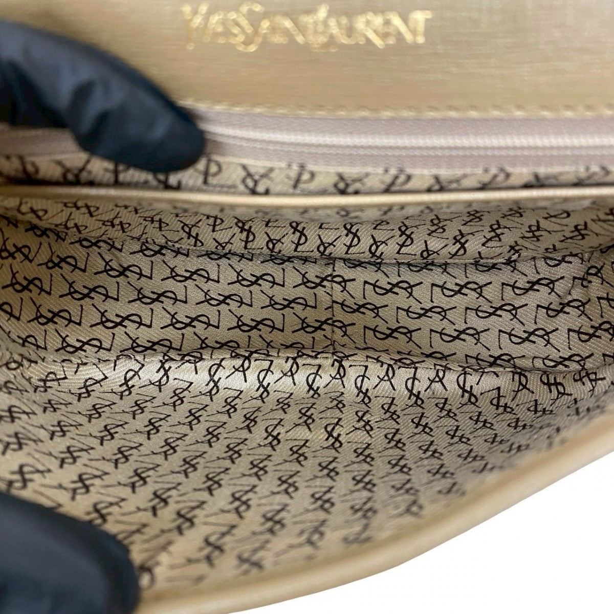 Yves Saint Laurent Shoulder Bag Leather, Pvc Brown Ysl Logo Women