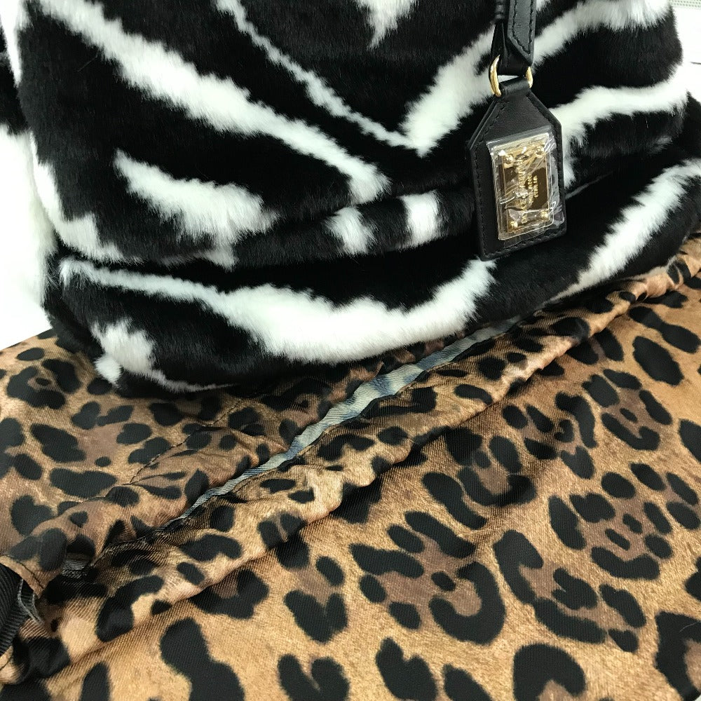 Dolce&Gabbana Shoulder Bag Faux Fur, Leather Black X White Zebra Sicily Women